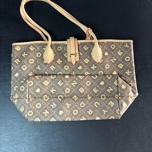 Dooney & Bourke Tan and Cream Logo Tote